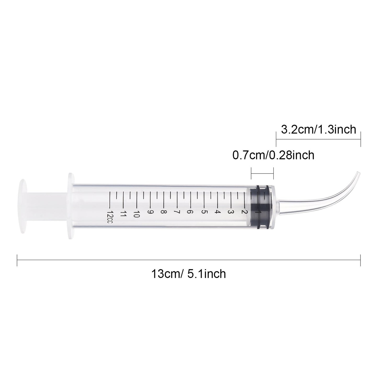 DS-8 Disposable 12cc Dental Syringe Dental Irrigation Syringe with Curved Tip, Tonsil Stone Squirt Mouthwash Cleaner with Measurement (individually packaged)