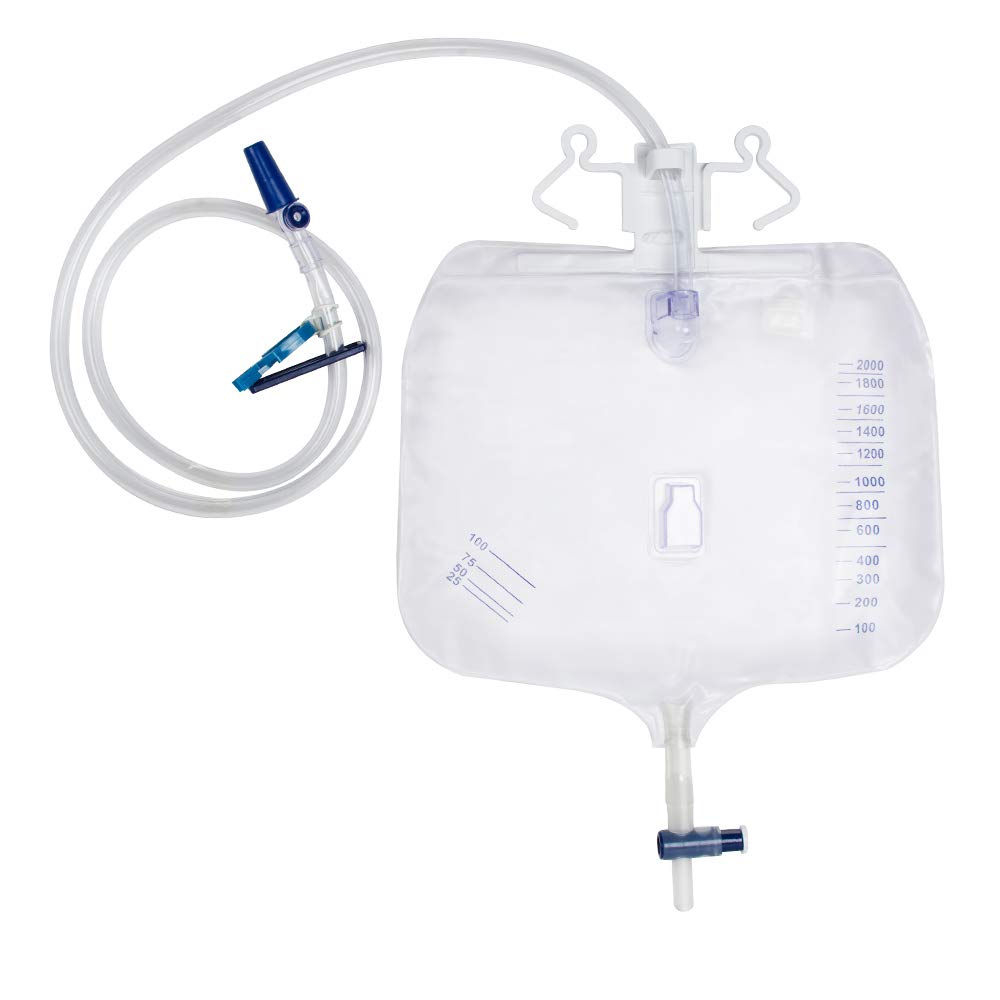 Protector Urinary Drainage Bag Urine Collection Bag with Anti-Reflux Chamber Medical Drain Bag 48" Drainage Tub, 2000ml (Pack of 5)