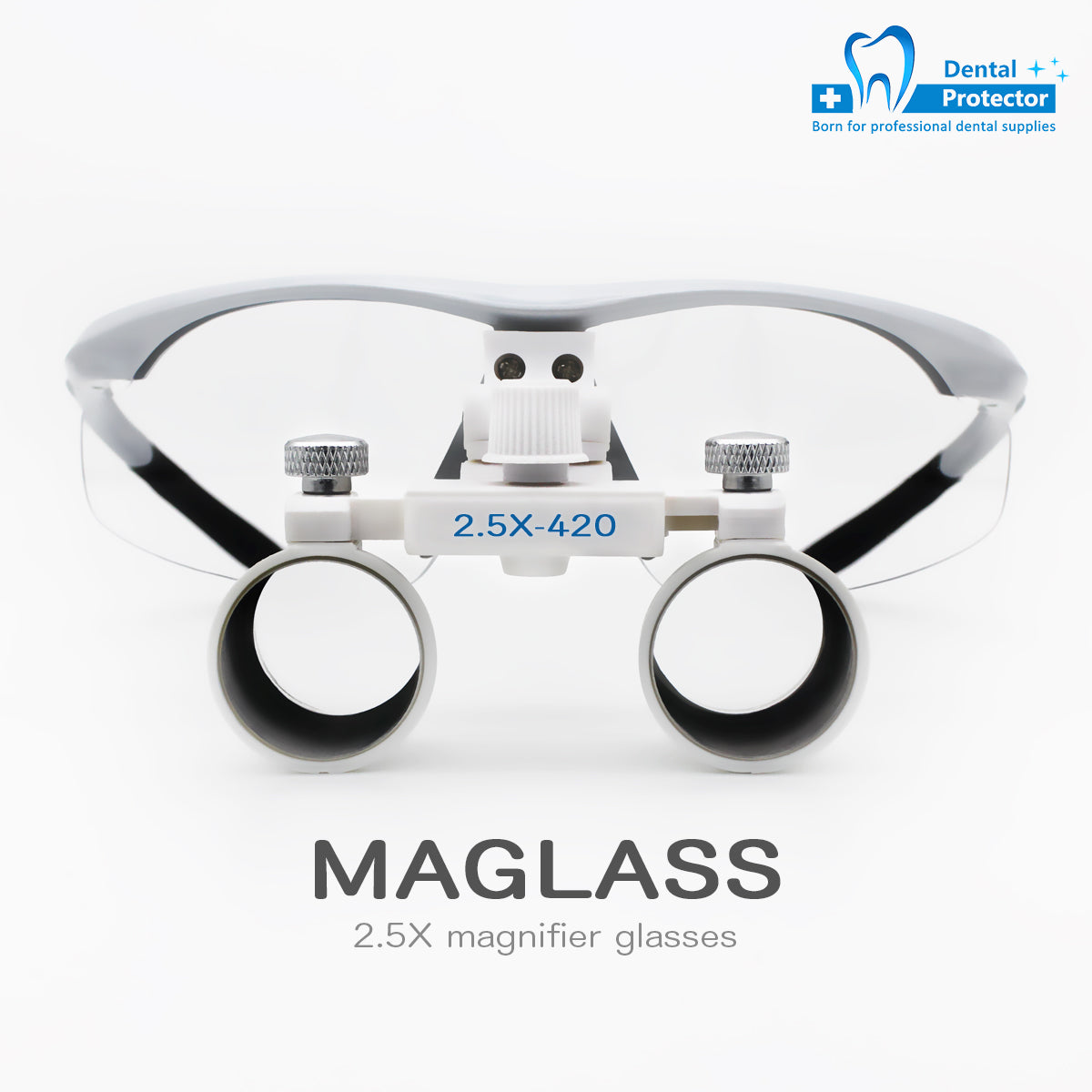 Surgical Medical Binocular Loupes with Led Head Light 2.5X420mm Optical Glass Plastic Frame with Anti Fog