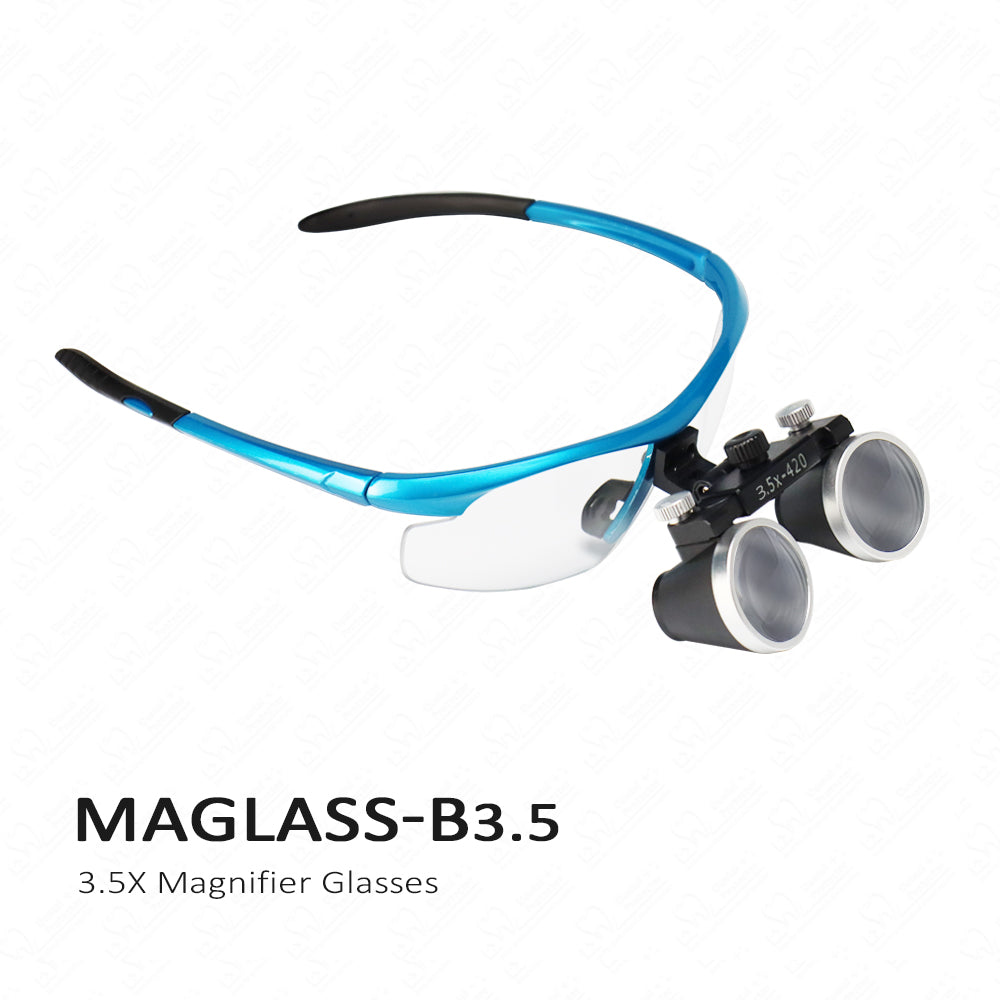 Maglass-R/B 2.5X/3.5X 420mm Dental Loupes Binocular Loupes Optical Magnifier Dental Lab Medical Loupes Magnification Binocular Headlight Headlamp 5W Bulb